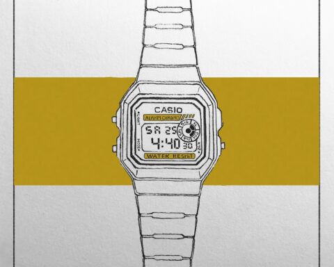 casio, watch, sketch